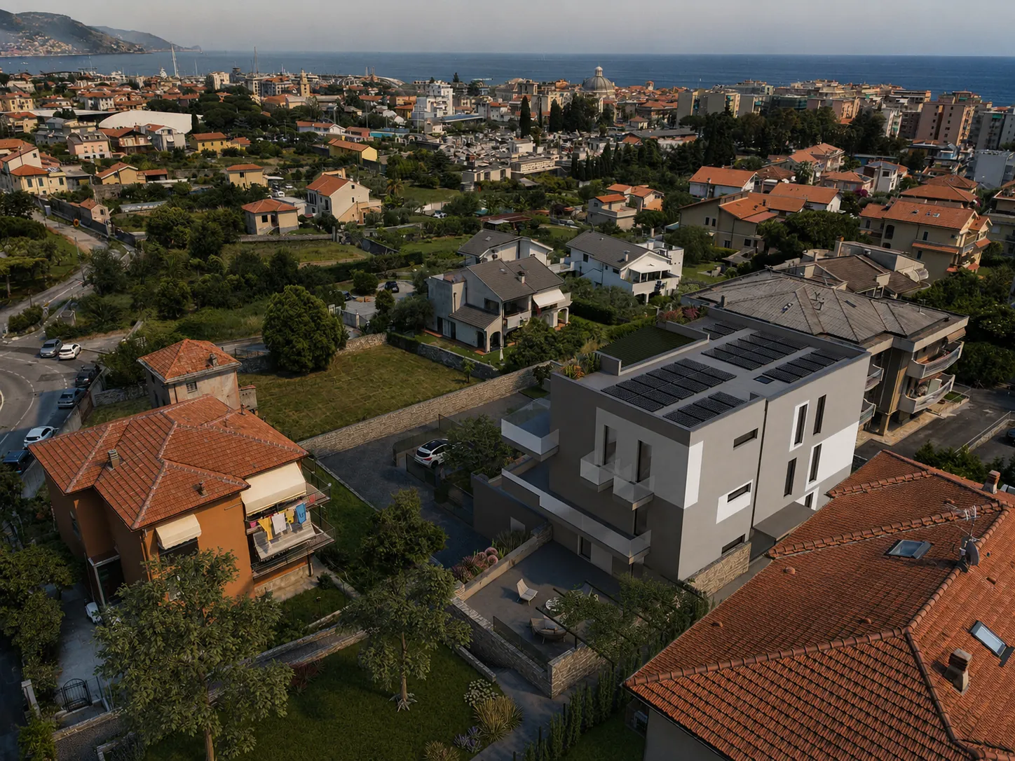 Vista aerea del complesso verso il mare